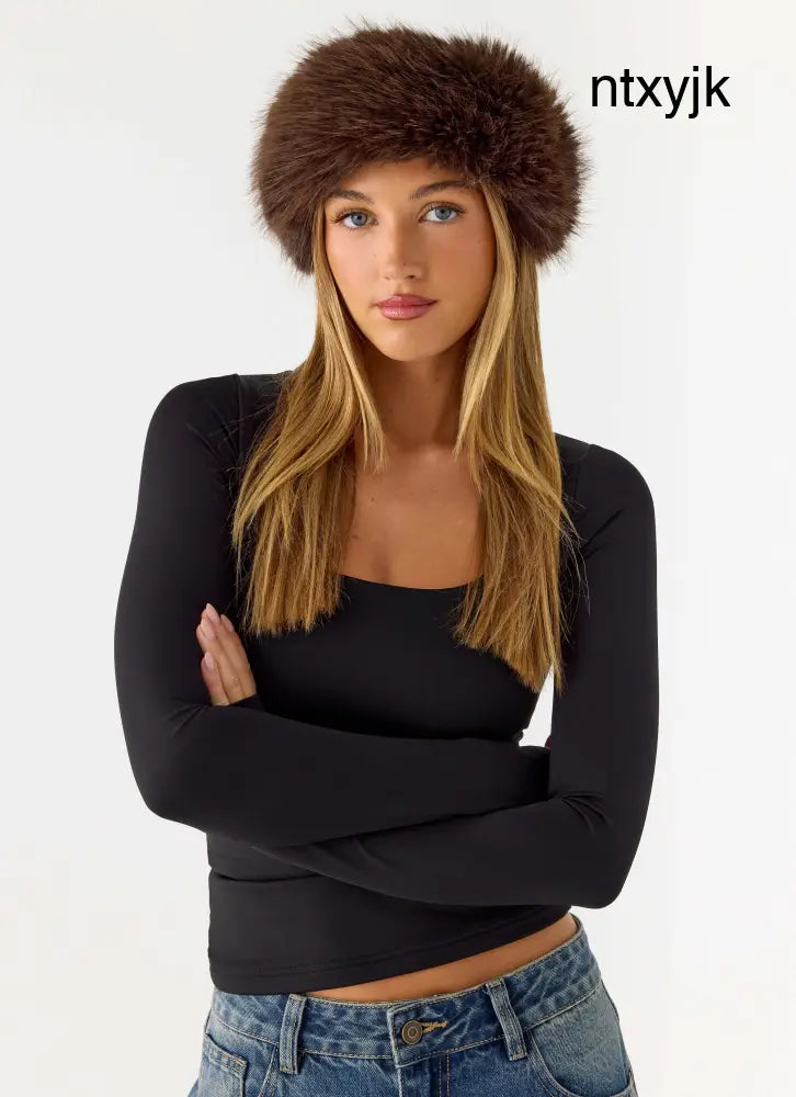 North Pole Faux Fur Headband - Chocolate - Chocolate / One Size - Hair Accessories
